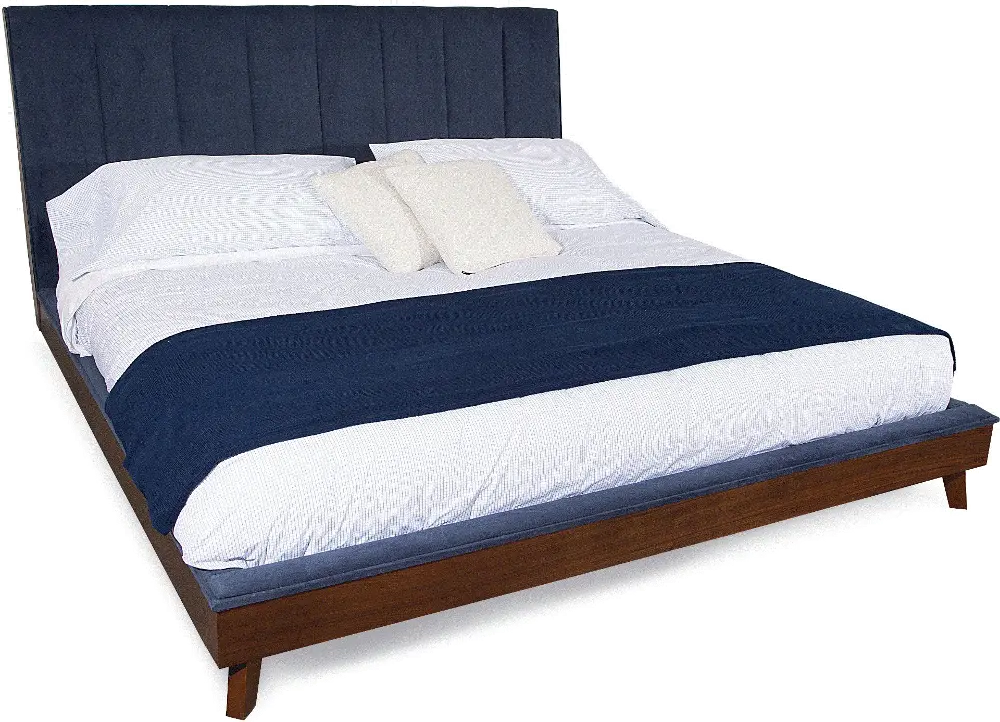 Mid Century Modern Queen Upholstered Bed - Kamden-1