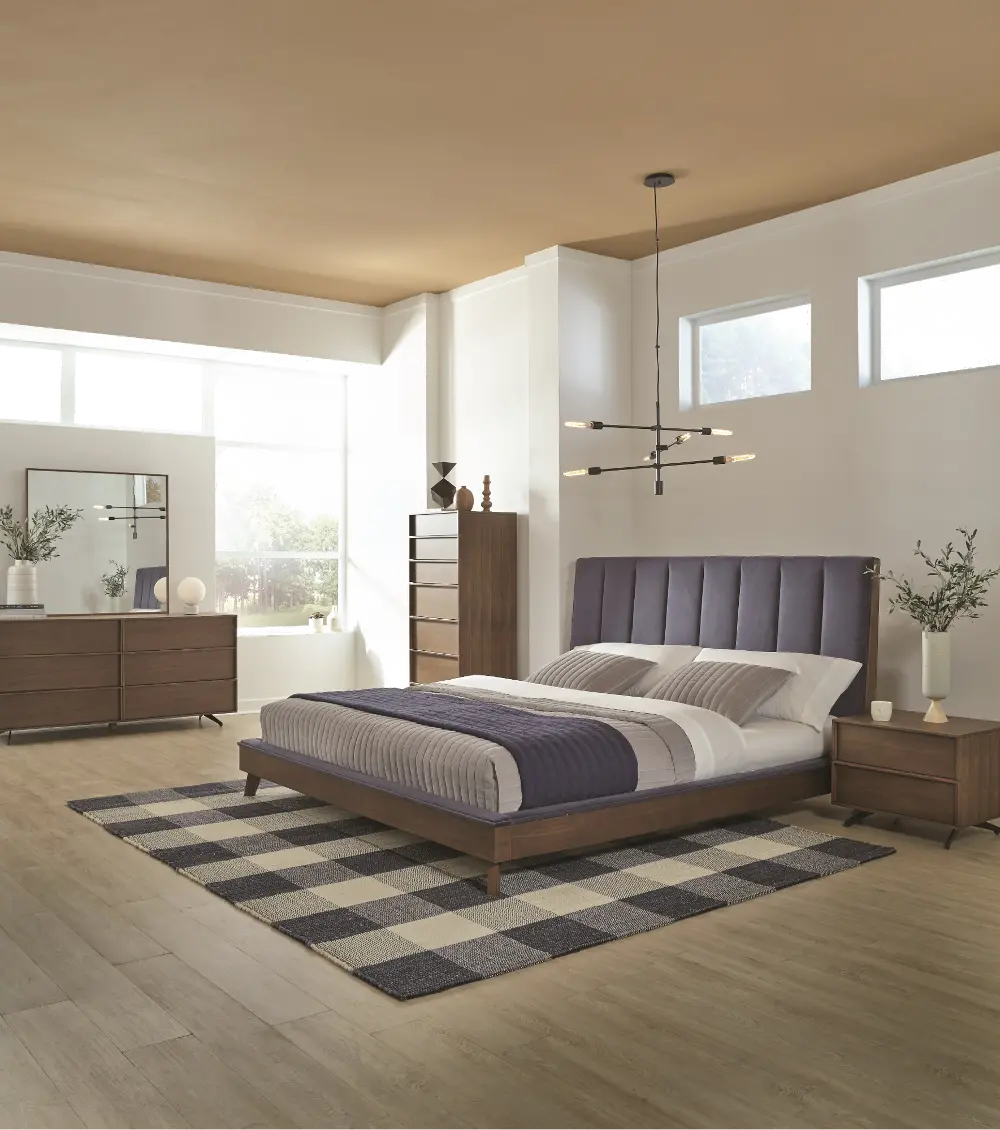 Mid Century Modern 4 Piece Queen Bedroom Set - Kamden-1