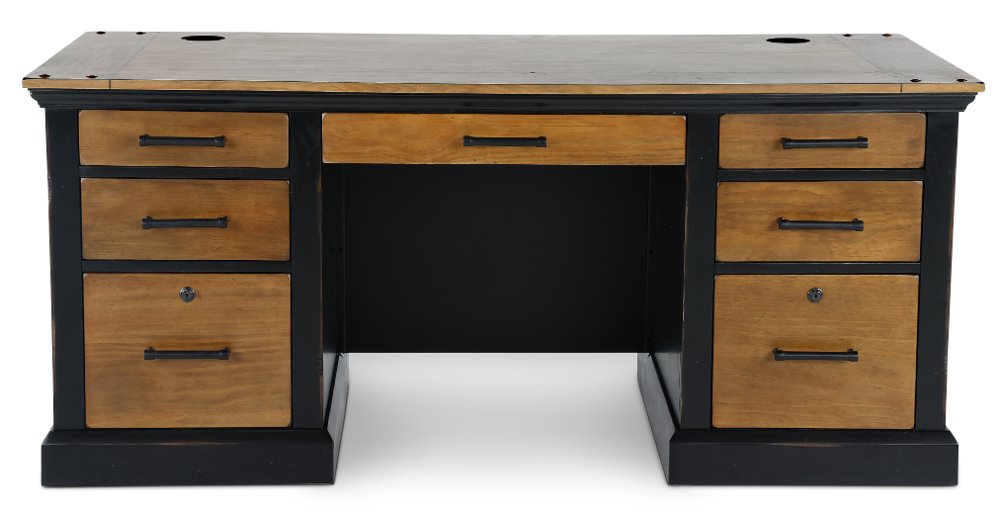Toulouse Brown and Black Double Pedestal Desk