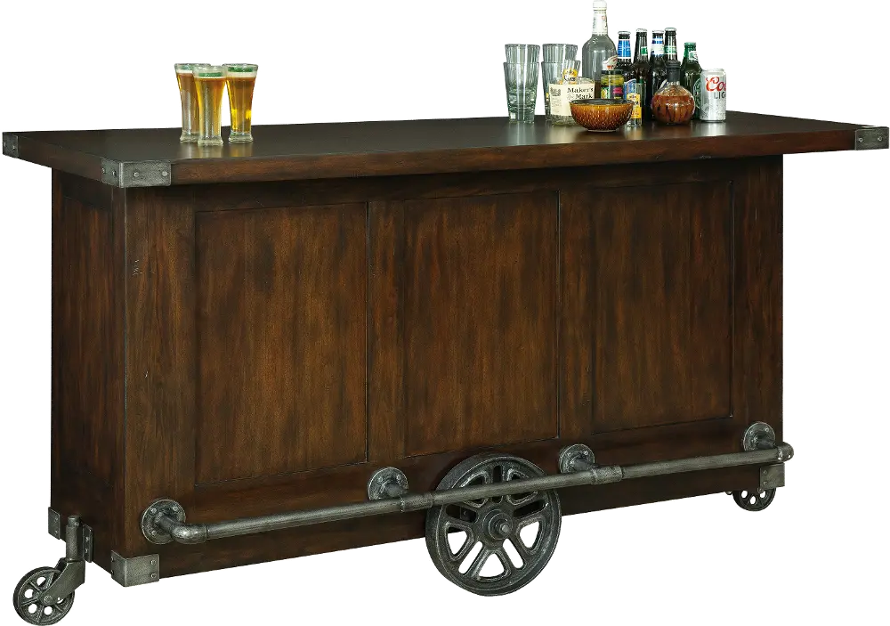 Mahogany Wood and Metal Bar Cart - Trolley-1