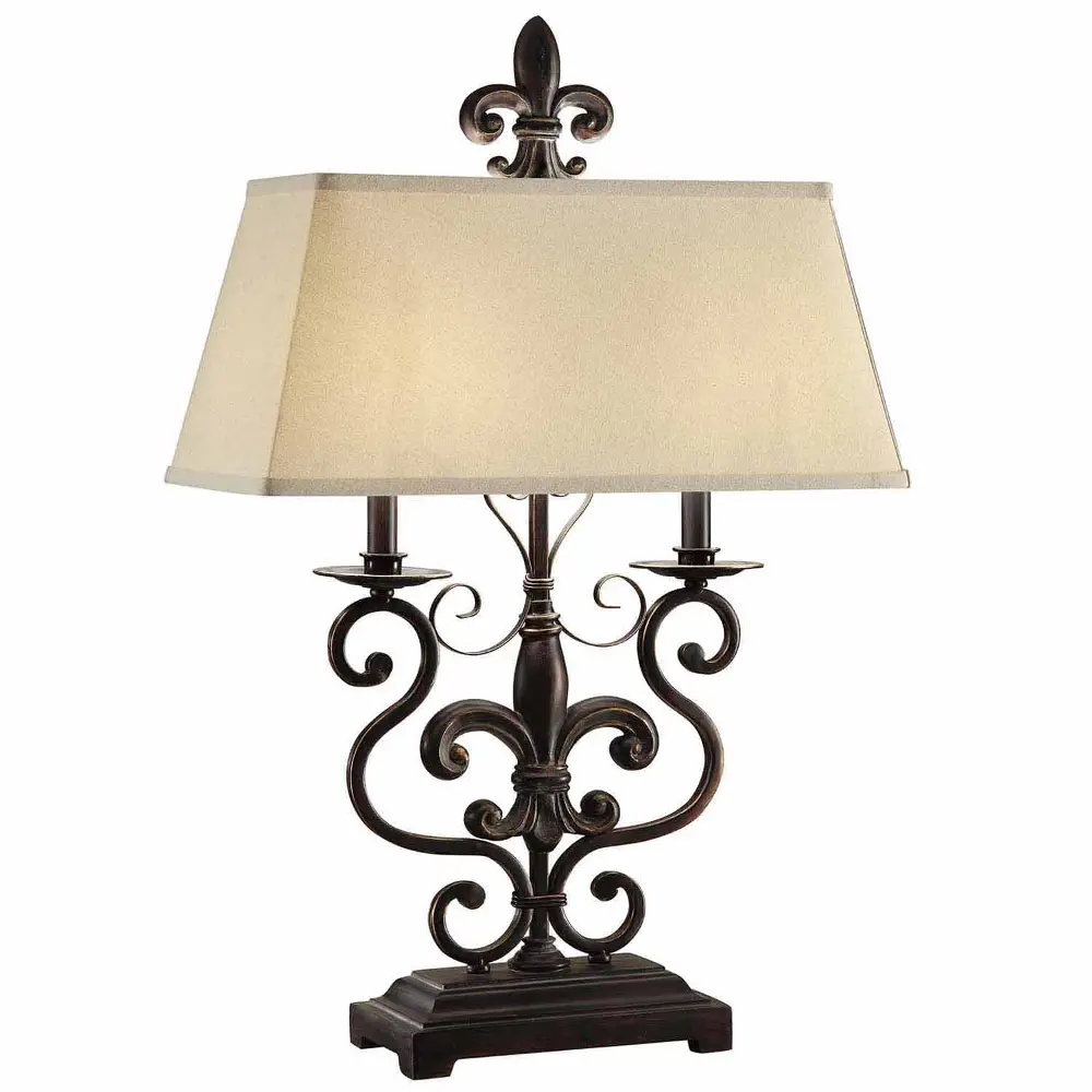 Bronze Metal and Resin Fleur De Lis Table Lamp-1
