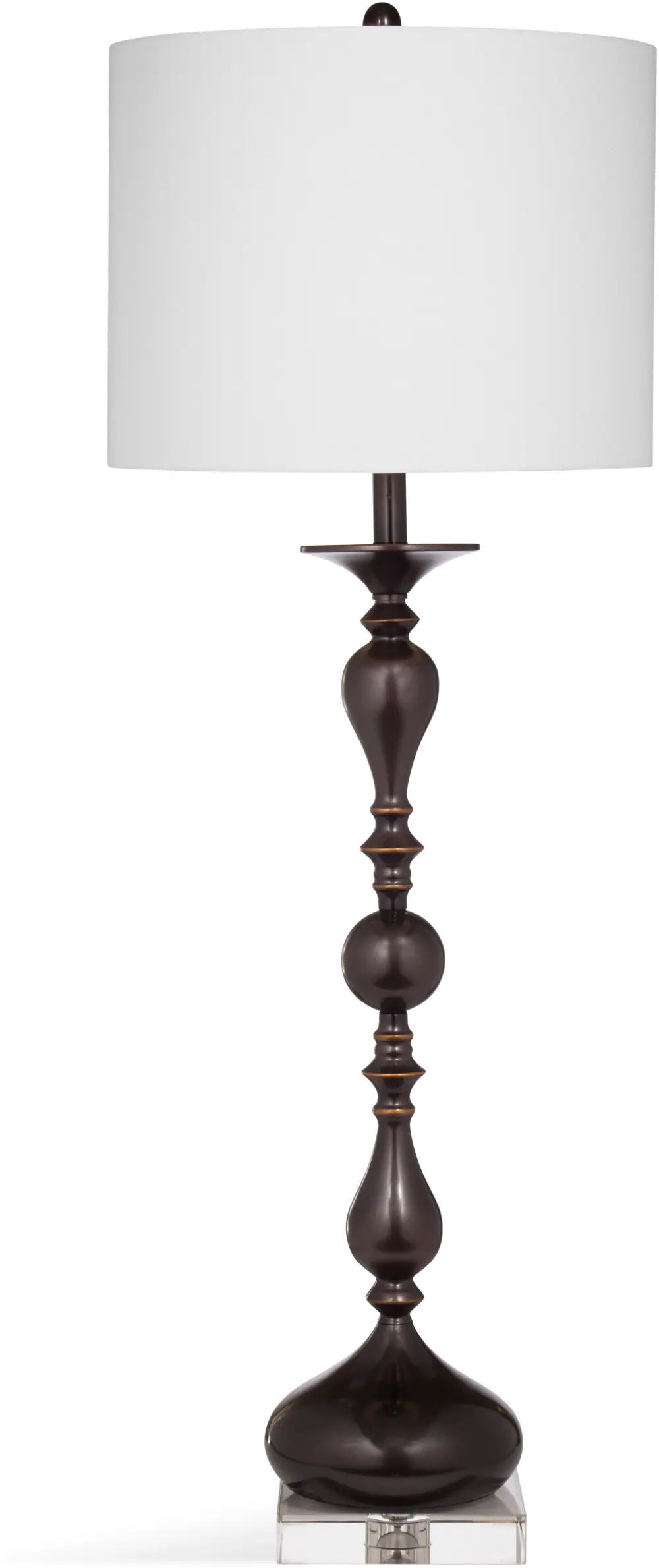Turned Metal Pewter Table Lamp with Acrylic Base - Anton-1