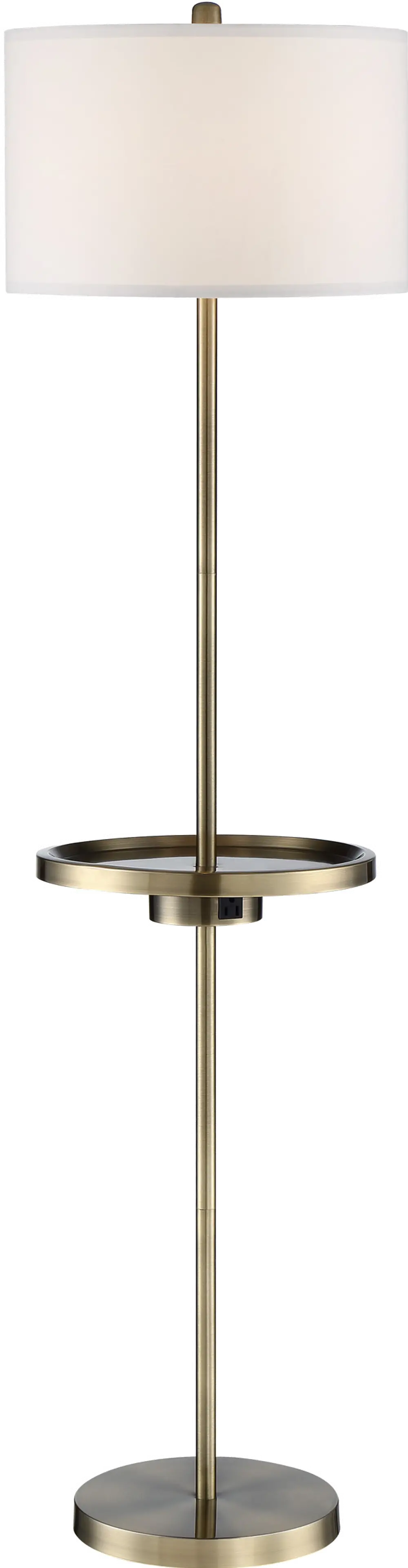 Antique Brass Floor Lamp with Tray, USB and Outlet-1