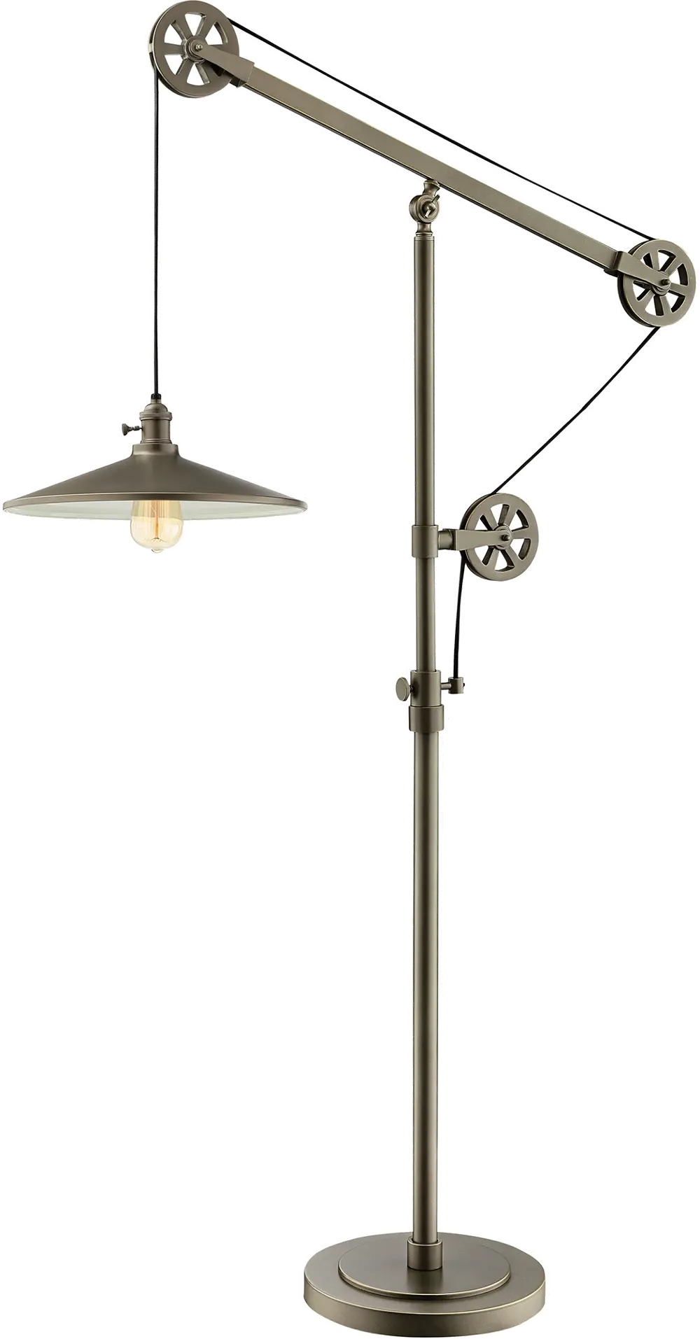 Antique Silver Industrial Style Pulley Floor Lamp-1