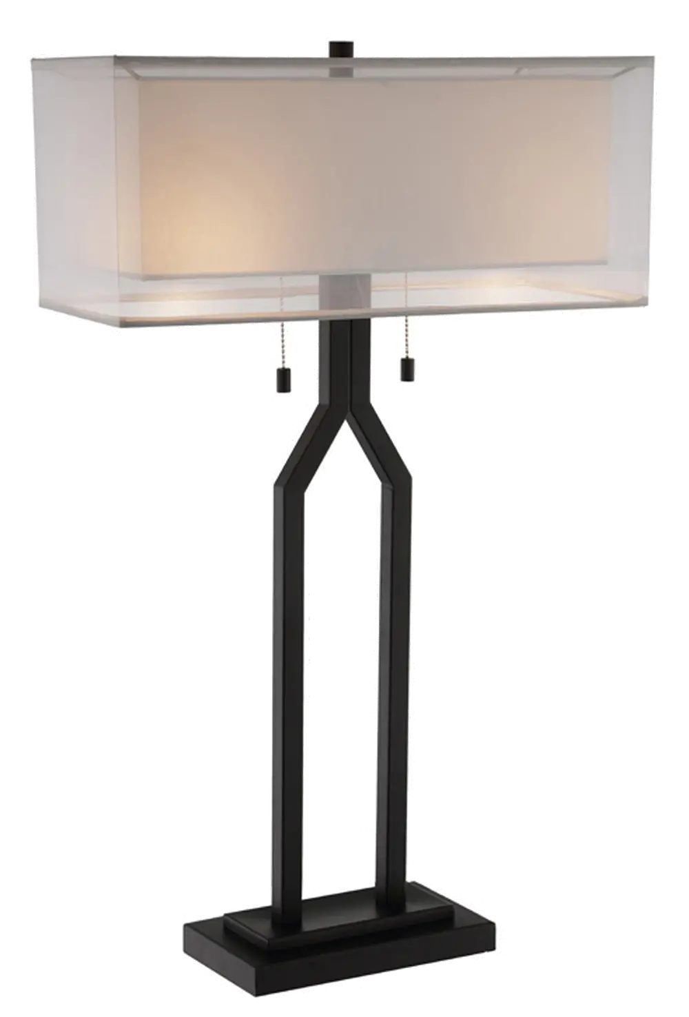 Black Metal Table Lamp with Dual Pull Chains-1