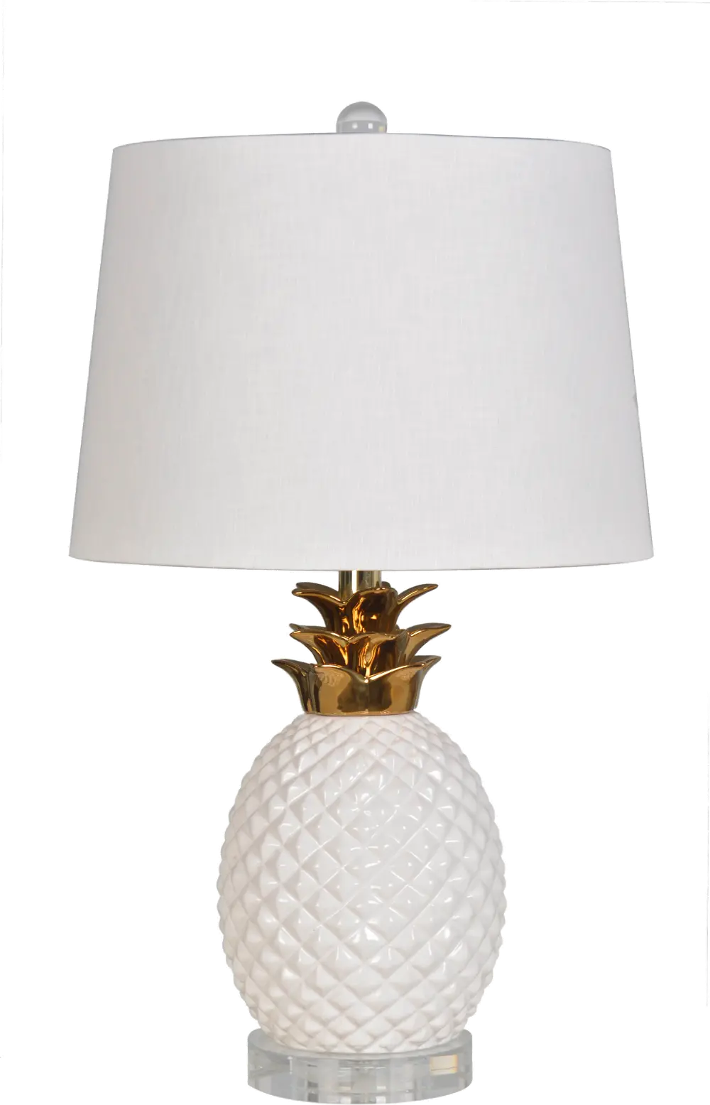 22 Inch Glossy White and Gold Plated Pineapple Table Lamp-1