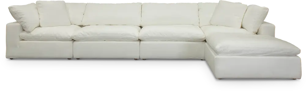 Pearl White 5 Piece Sectional Sofa with Ottoman - Peyton-1