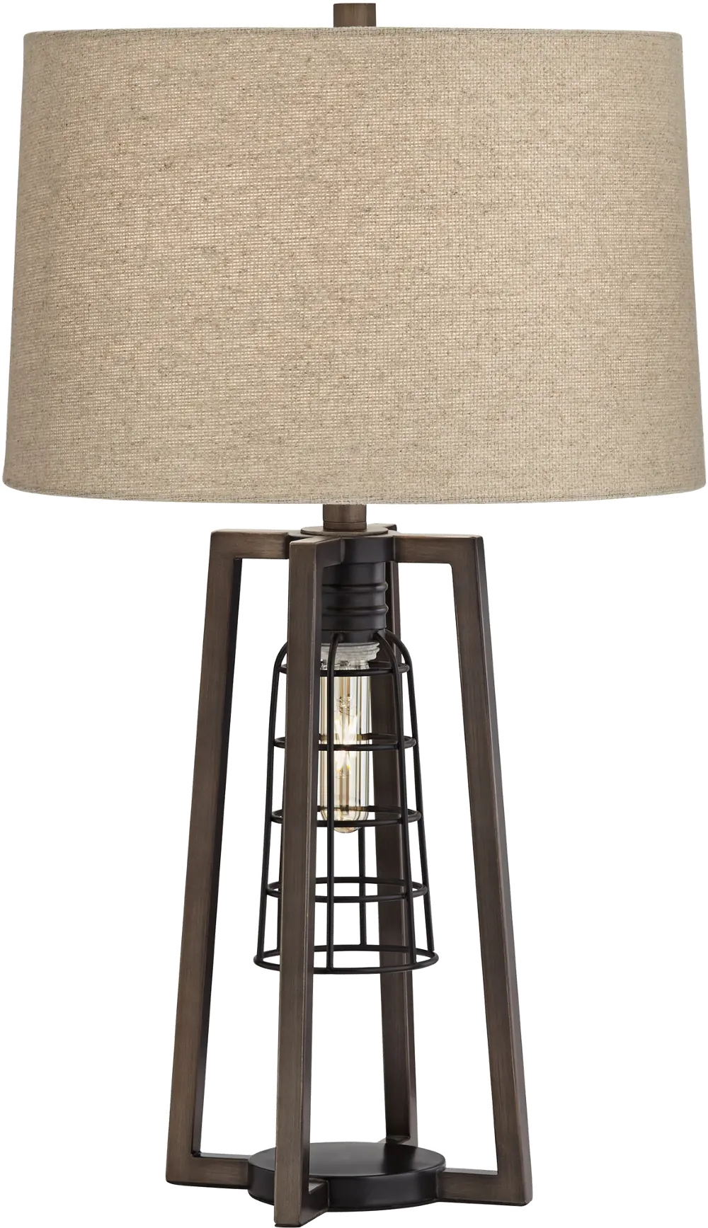 Aged Nickel Caged 2-Light Table Lamp - Julian-1