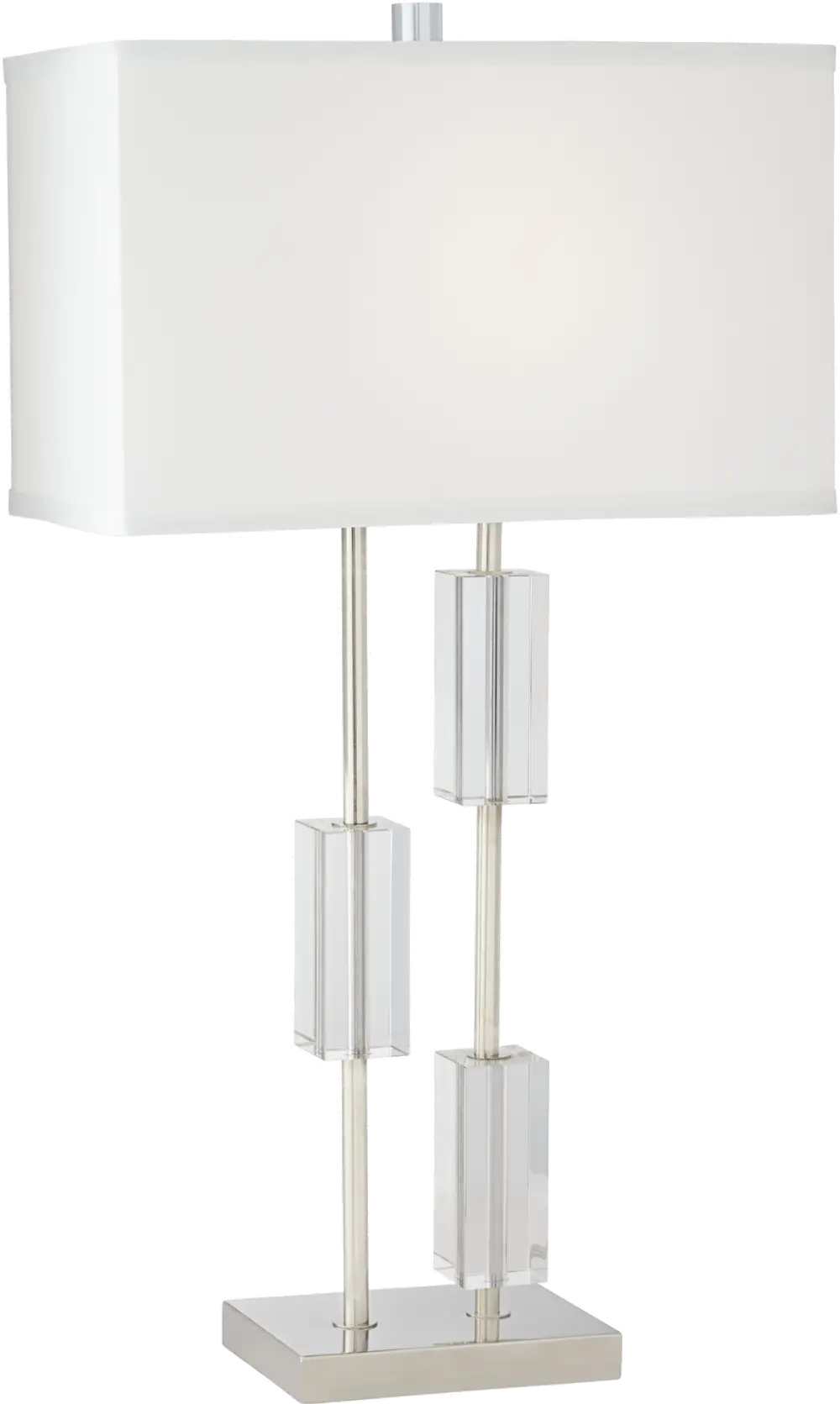 Polished Nickel Table Lamp with 3 Crystal Rectangles-1