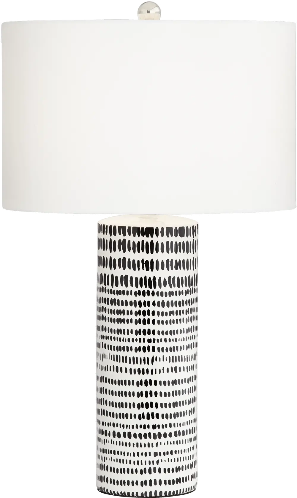 White Ceramic Table Lamp with Black Stripes-1