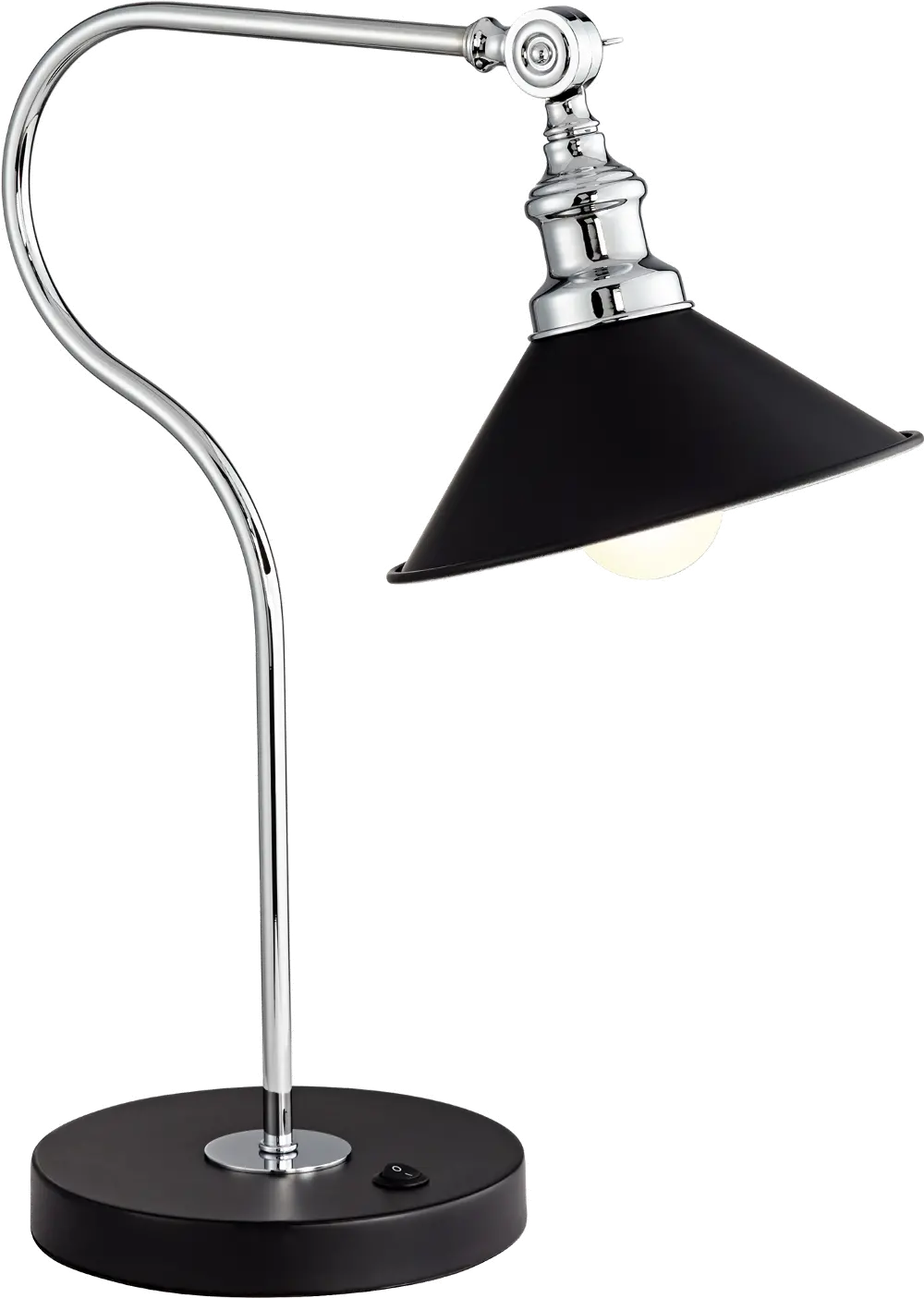 Black and Polished Steel Swing Down Bridge Desk Lamp-1