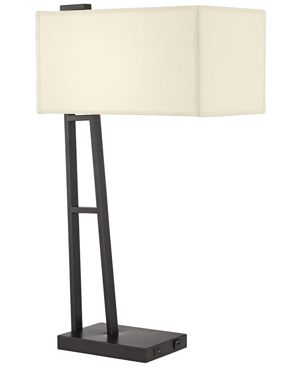 Black Metal Industrial Table Lamp with USB Port-1