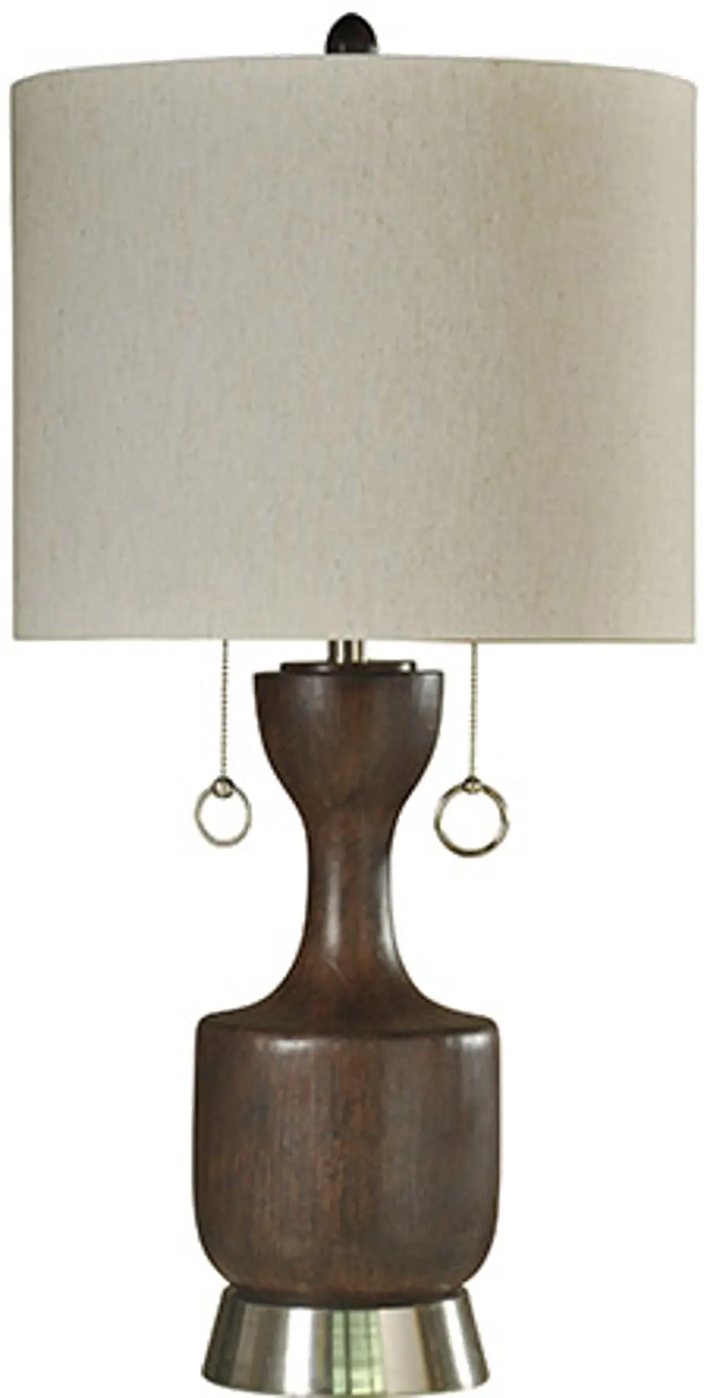 34 Inch Walnut Transitional Table Lamp with Twin Pull Chains-1