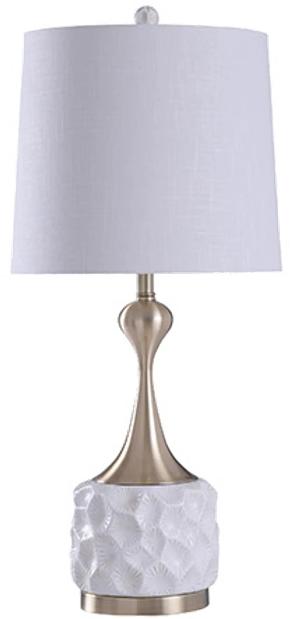 34 Inch Dimpled White Table Lamp with Metal Accent-1
