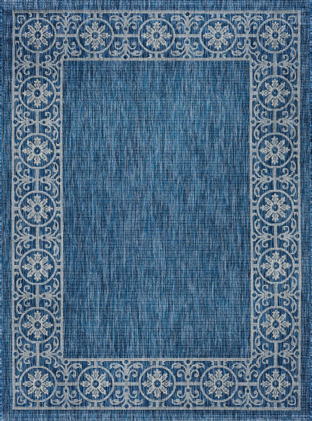 VND18148X10 Veranda 8 x 10 Border Indigo Blue Indoor-Outdoor Rug-1