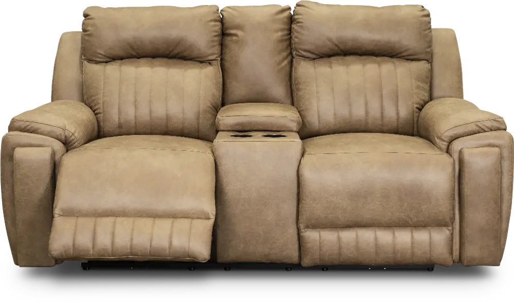 Vintage Taupe Standard Power Reclining Loveseat with Console - Silver Screen-1