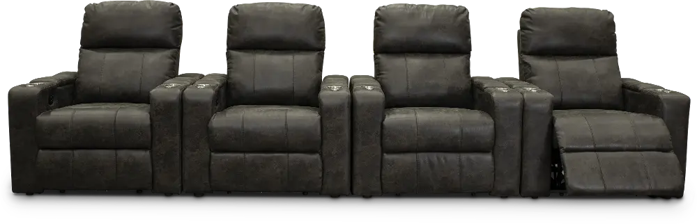 Charcoal Gray 4 Piece Power Home Theater Seating - Headliner-1