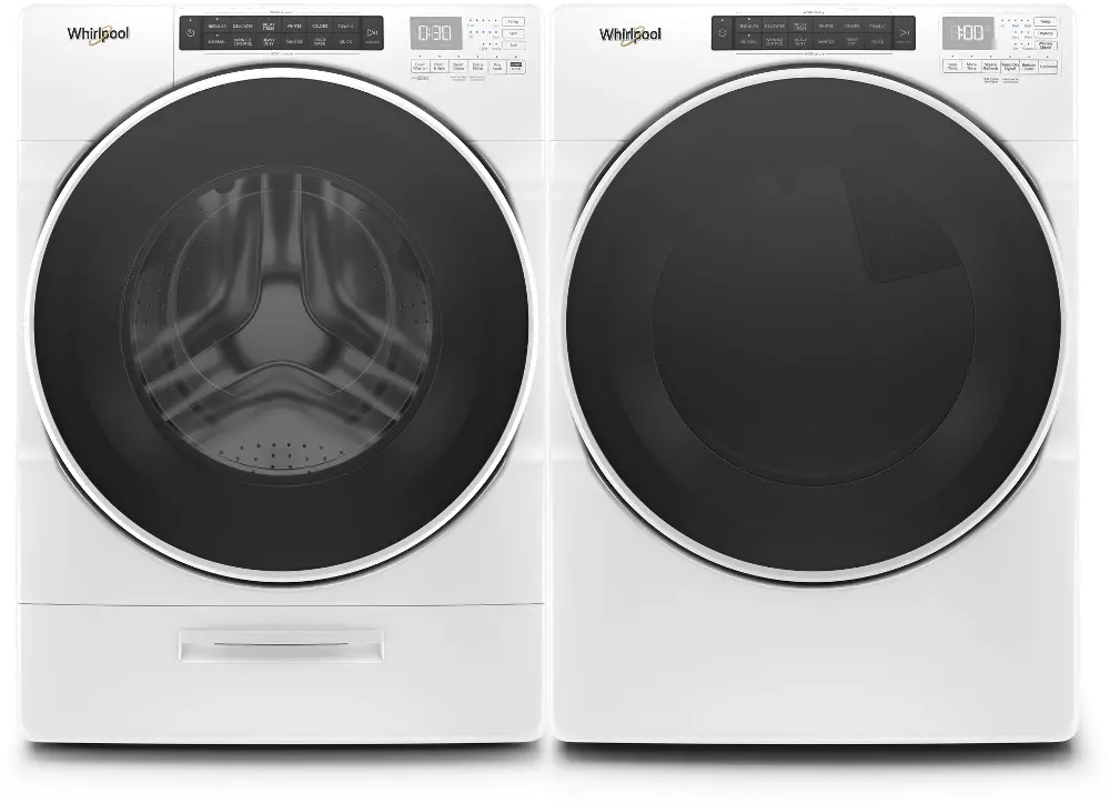 KIT Whirlpool Closet Depth Laundry Pair with Front Load Washer and Electric Dryer - White-1