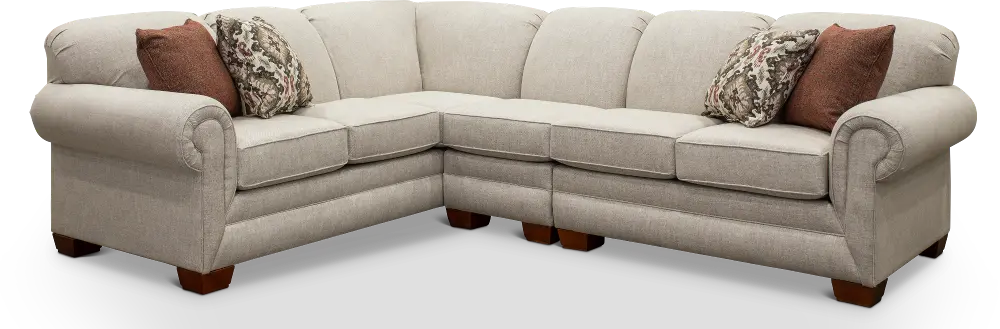 Beige 3 Piece Sectional Sofa with RAF Loveseat - Monroe-1