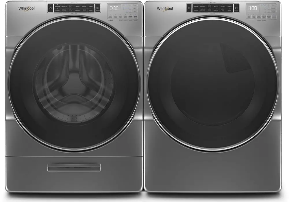 KIT Whirlpool Laundry Pair with Front Load Washer and Electric Dryer - Chrome-1
