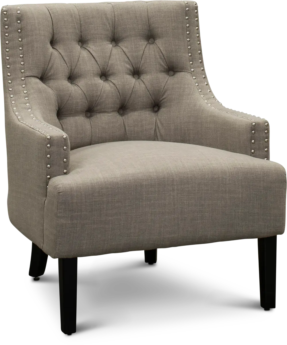Taupe Linen Accent Chair with Nail Head Trim - Charisma-1