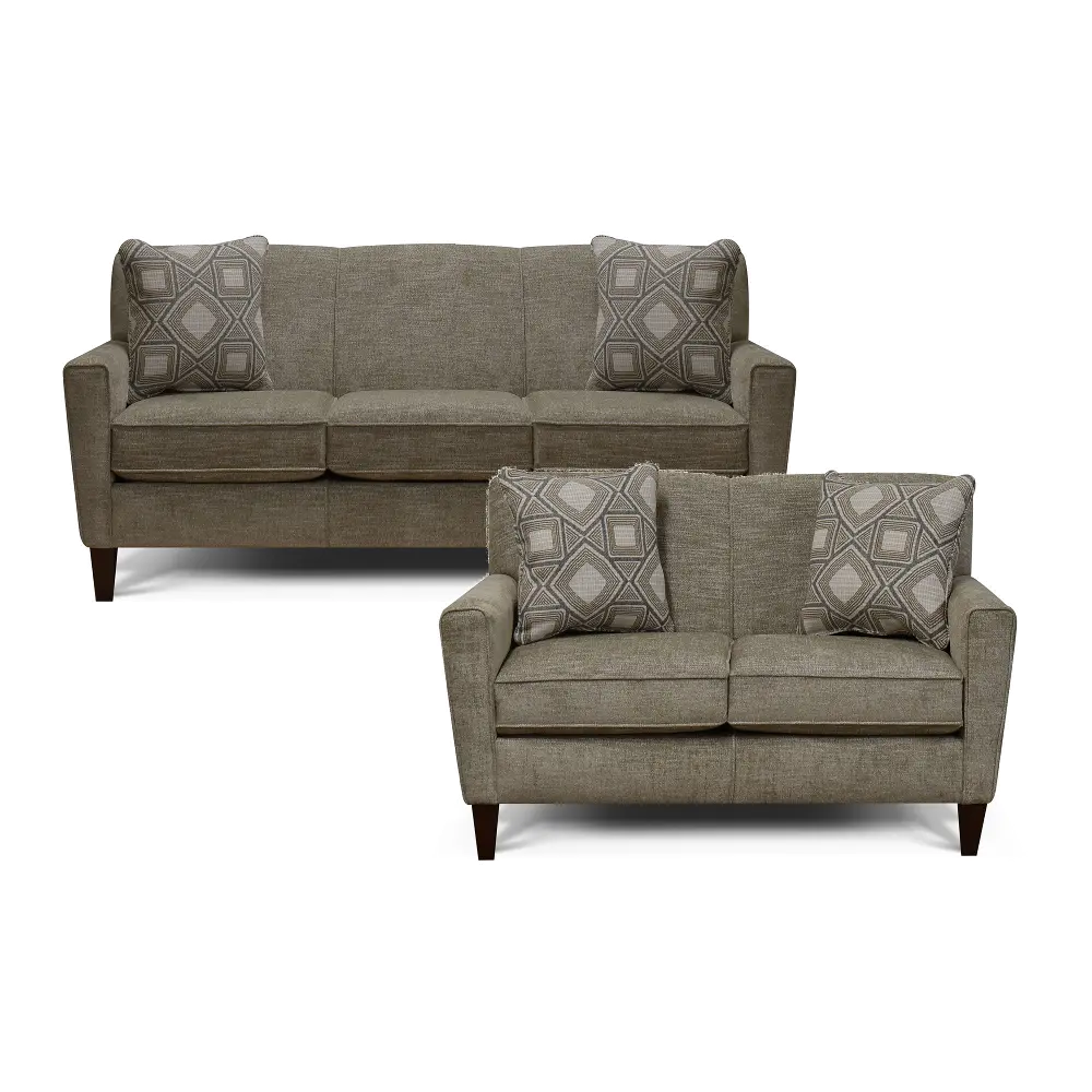 Casual Modern Linen Gray 2 Piece Living Room Set - Angie-1