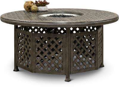 Gray Metal Round Patio Fire Table, Patio Table With Gas Fire Pit