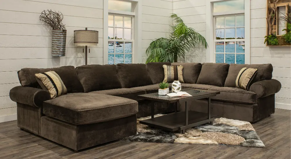 Chocolate Brown 3 Piece Sectional Sofa with LAF Chaise - Napa-1