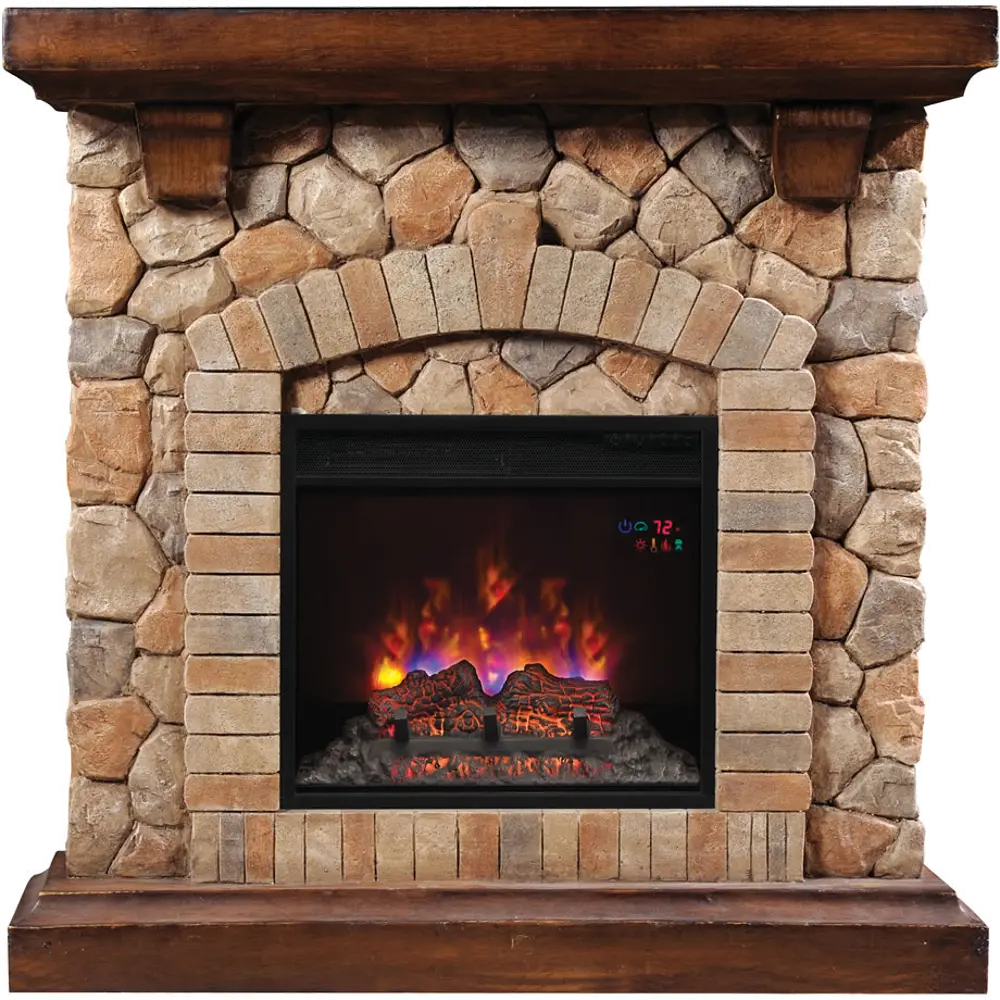 Rustic Stone Wall Fireplace - Tequesta-1
