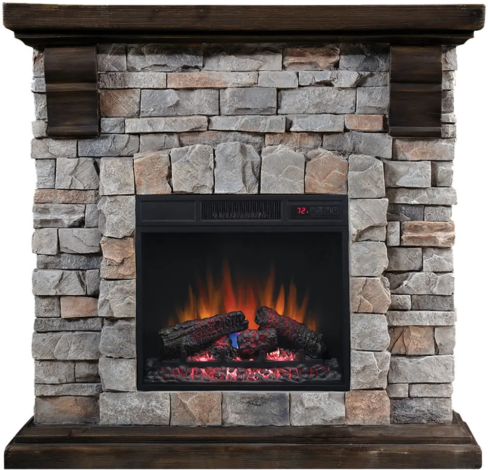 40 Inch Rock Wall Fireplace - Pioneer-1