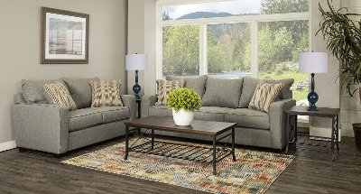 Stone Gray 7 Piece Living Room Set With, Gray Living Room Furniture Sets