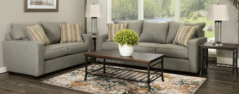 7PC/GAVIN/STON/SLLTL Gavin Stone Gray 7 Piece Living Room Set with Sofa Bed-2