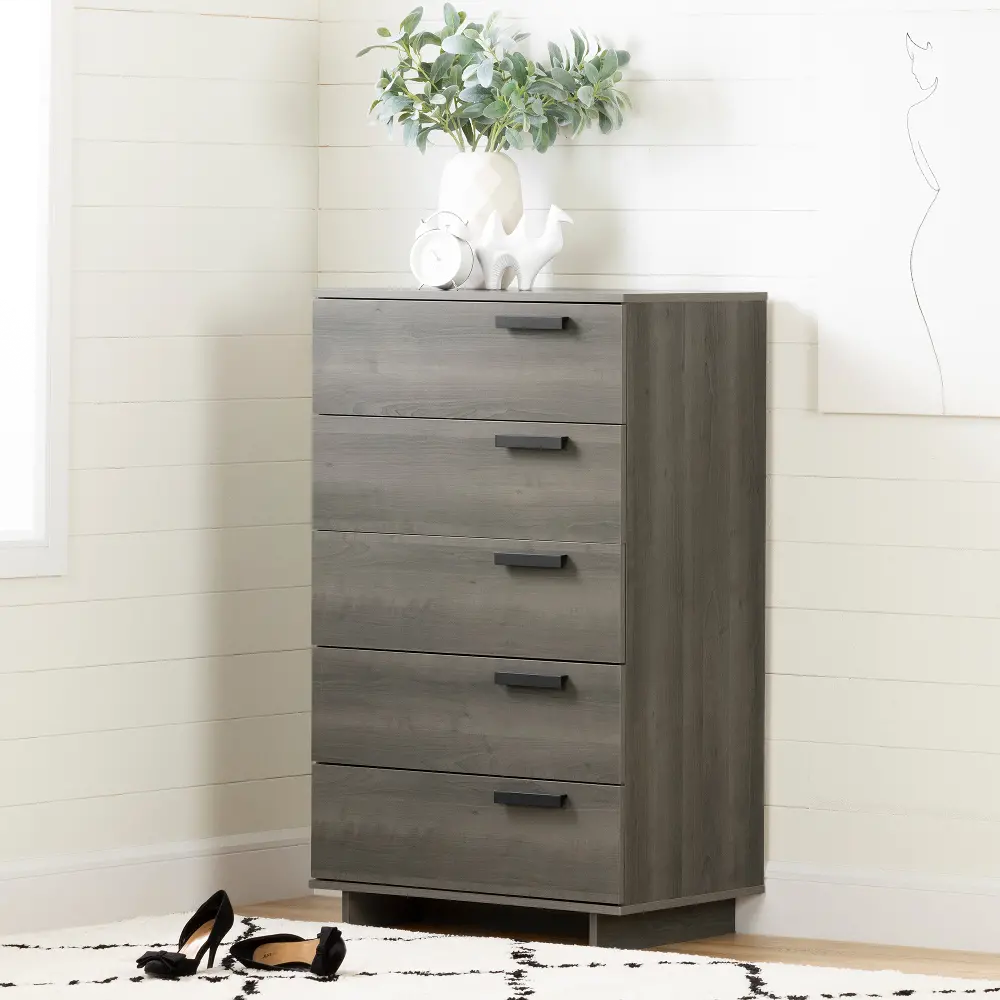 12226 Gray Maple 5 Drawer Chest - South Shore-1