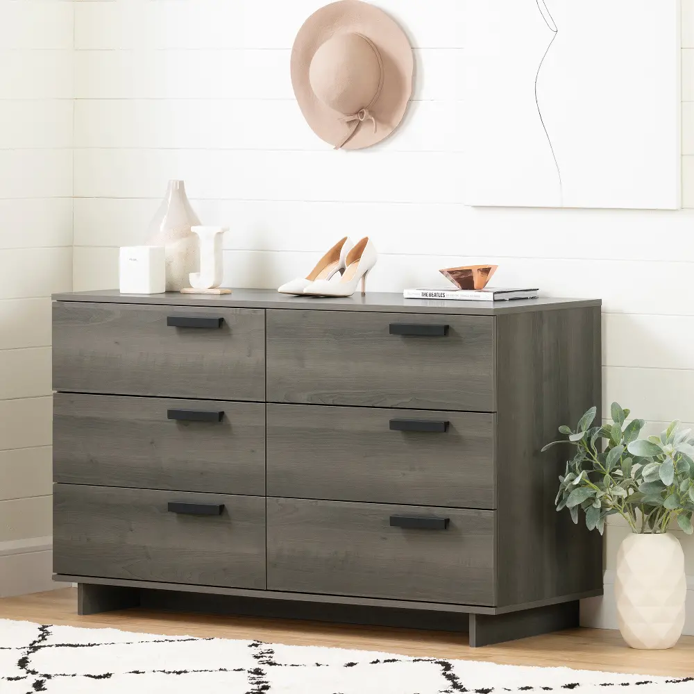 12227 Modern Gray Maple 6 Drawer Double - South Shore-1