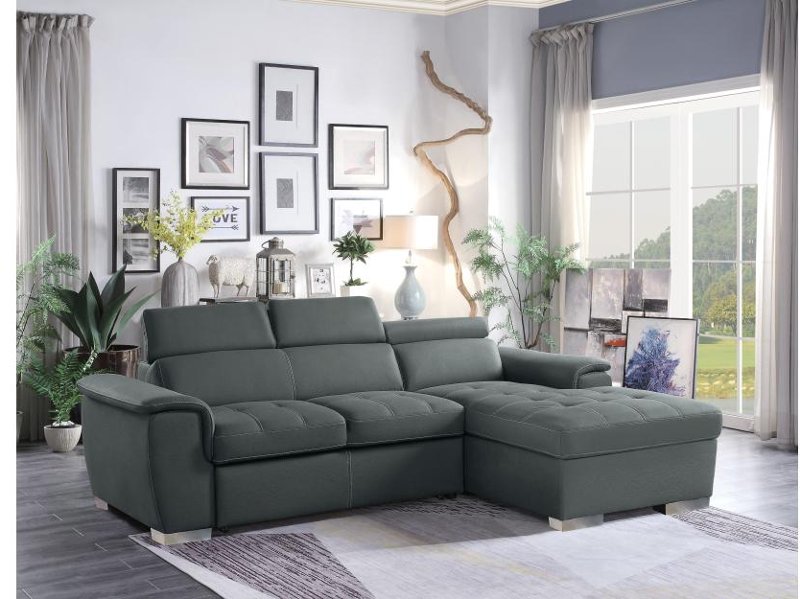 Ferriday Gray Sectional Sofa With, Sectional Sofa With Pull Out Sleeper