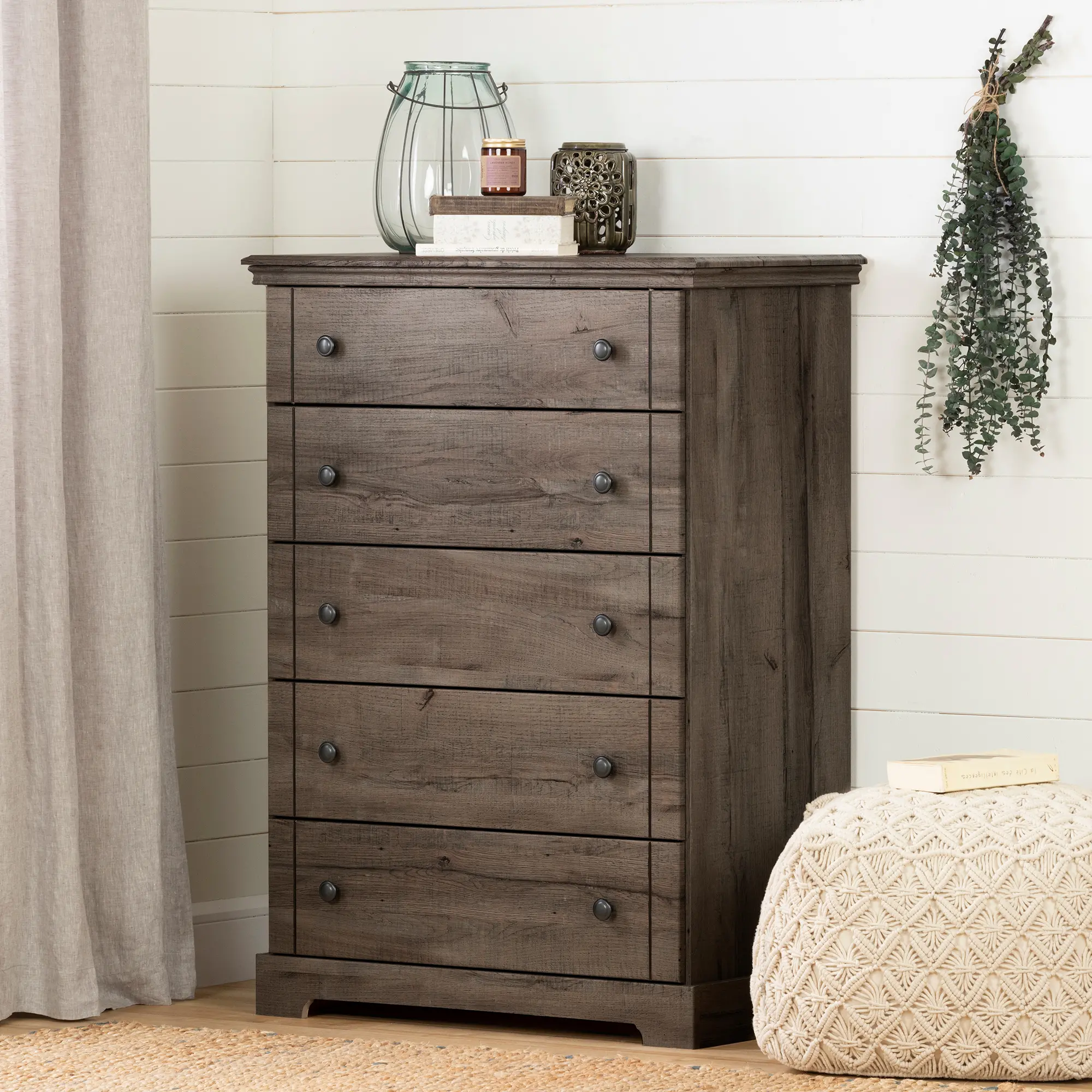11902 Classic Cottage Oak Brown Chest of Drawers - South sku 11902
