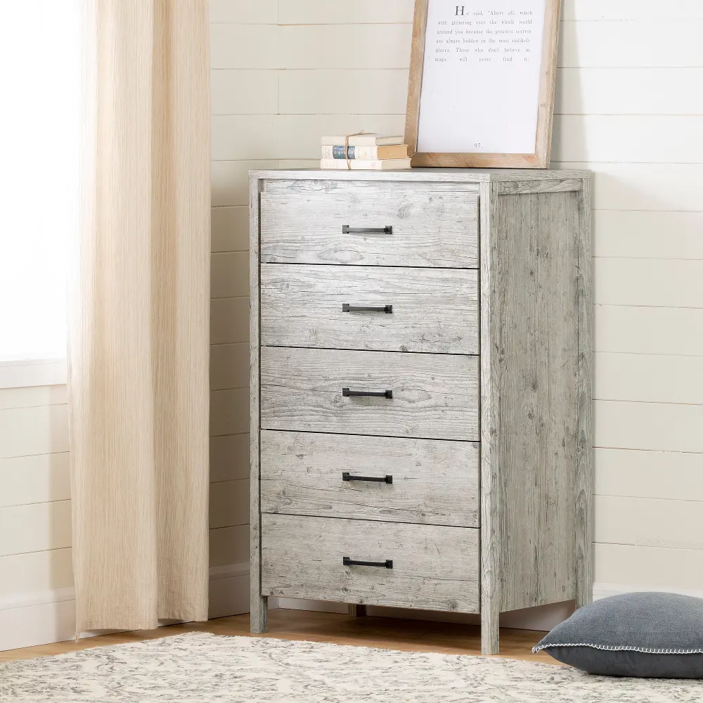 11897 Gravity Contemporary Rustic Seaside Pine Chest of Drawers - South Shore-1