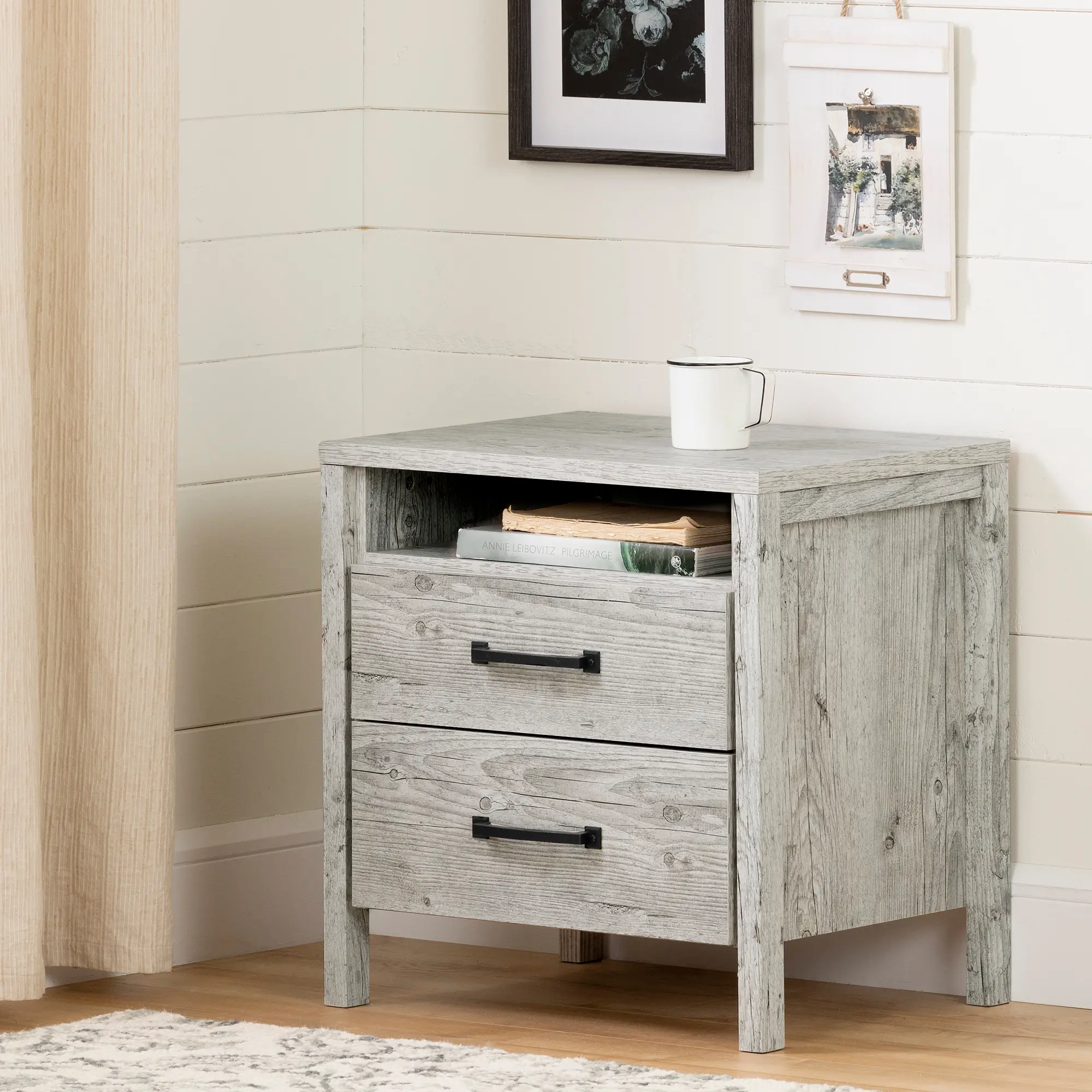 Gravity Contemporary Rustic Seaside Pine Nightstand - South Shore