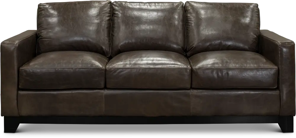 Contemporary Gray Brown Leather Sofa - Maui-1