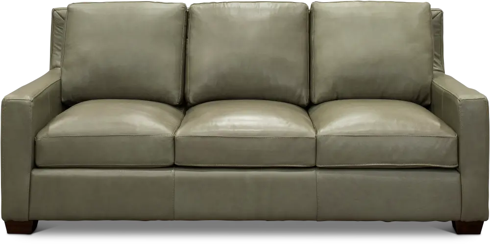 Contemporary Sage Green Leather Sofa - Logan-1