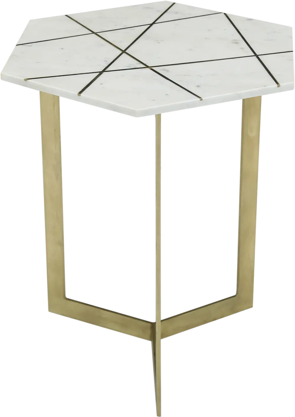 Antique Brass Modern Accent Table with White Marble Top-1