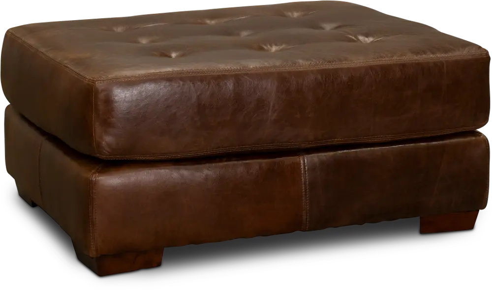 Contemporary Brown Leather Ottoman - Rhodes-1