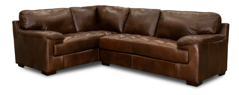 Brown Leather 2 Piece Sectional Sofa with RAF Sofa - Rhodes-1