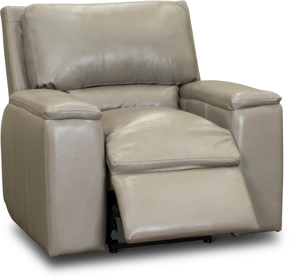 Contemporary Gray Leather Power Recliner - Rhodes-1