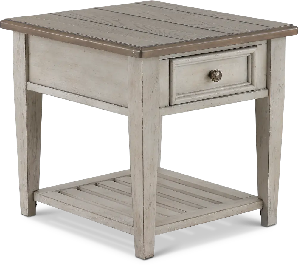 Heartland Weathered White Oak End Table with Drawer-1