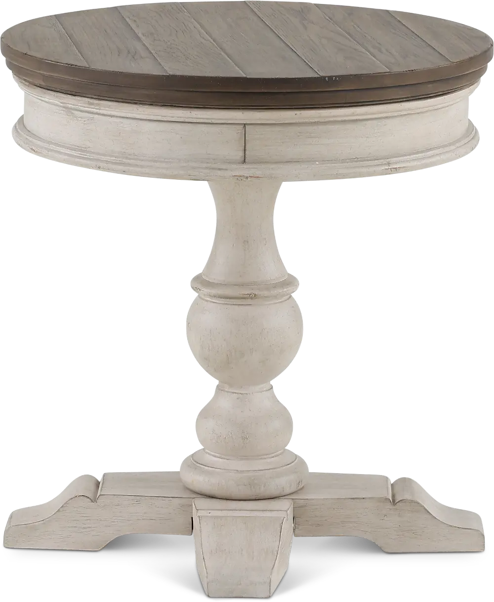 Heartland Weathered White Oak and Tobacco Round Side Table-1