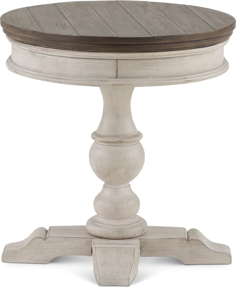 Weathered White Oak And Round, Round White Accent Table