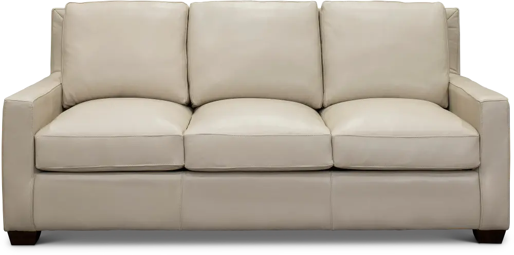 Contemporary Pebble White Leather Sofa - Logan-1