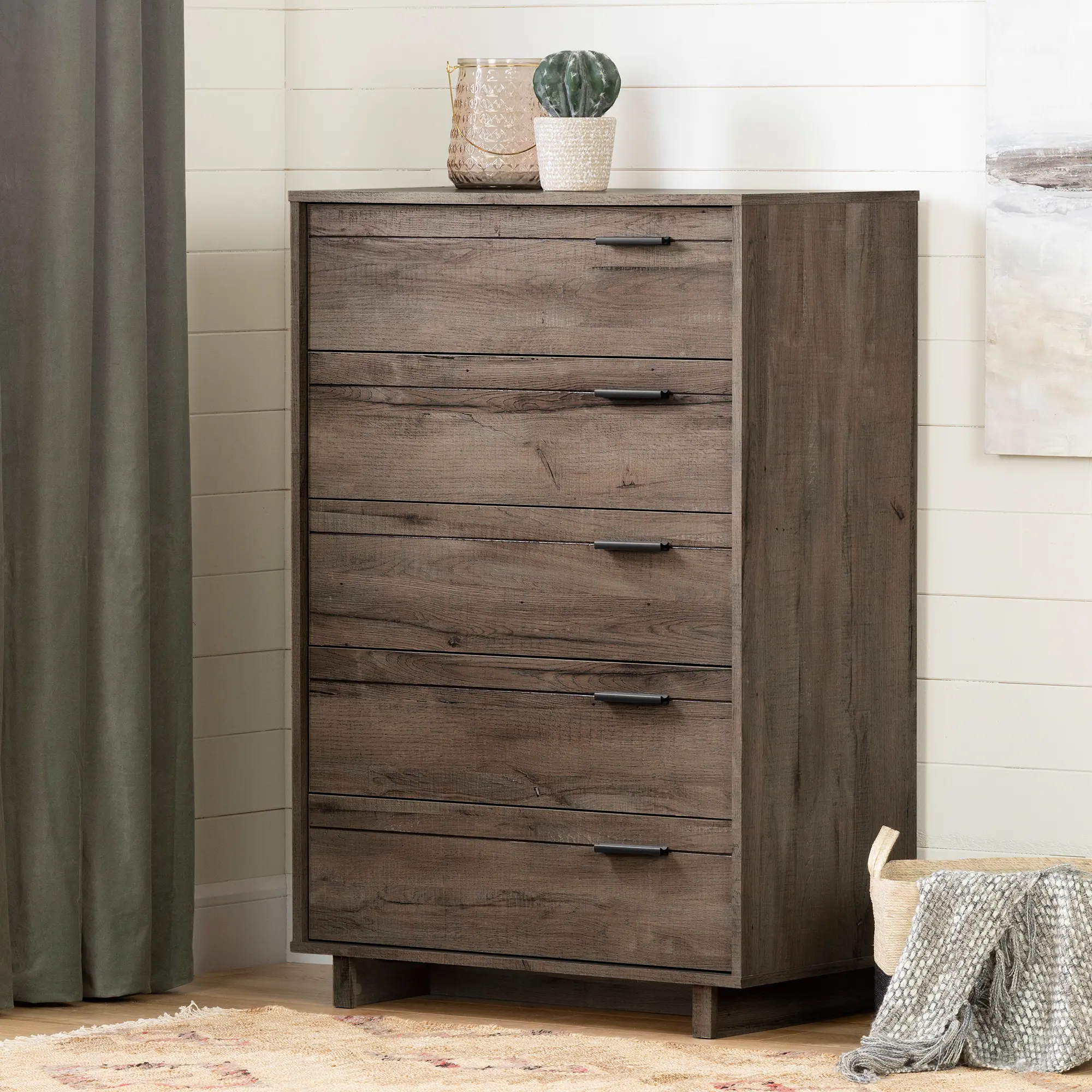 Modern Fall Oak Brown Chest of Drawers - South Shore