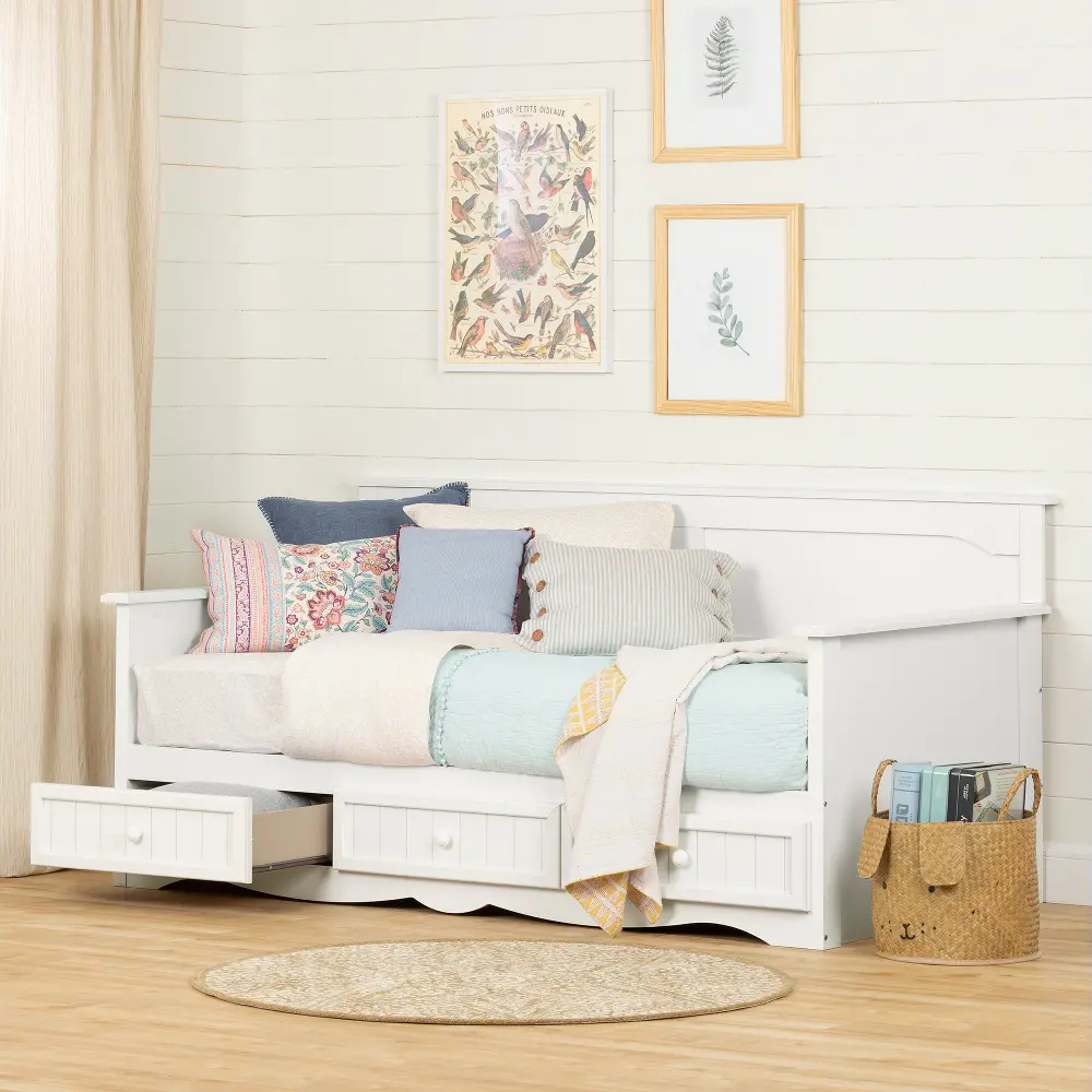 11685 Savannah White Daybed with 3 Storage Drawers-1